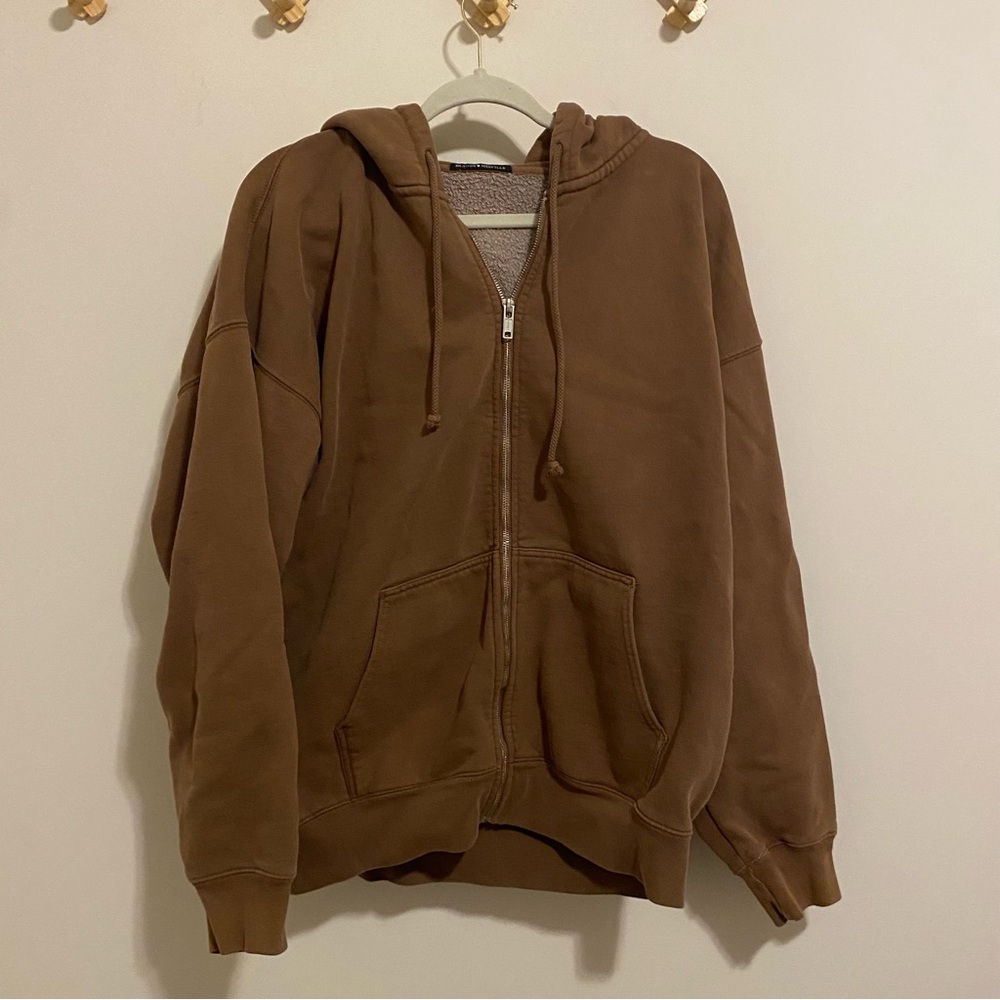 Brandy Melville Brown Oversized Full Zip Hoodie